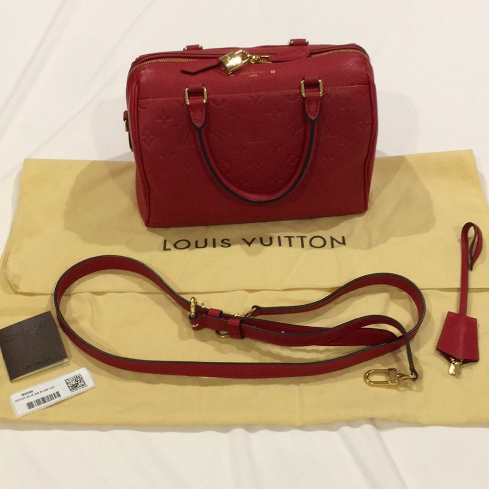 LV Speedy 25 BANDOULIÈRE Empreinte Cerise Cherry